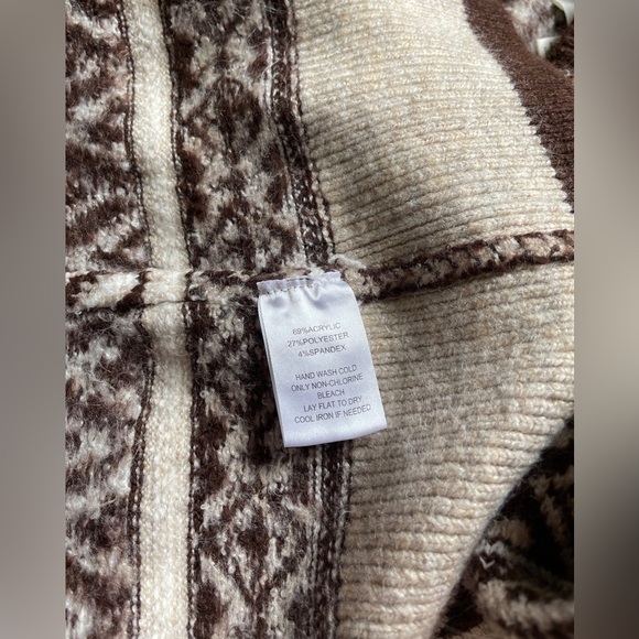 Jessica Simpson Cardigan Sweater Womens Sz Large Brown Beige Western Long Sleeve - Picture 8 of 8
